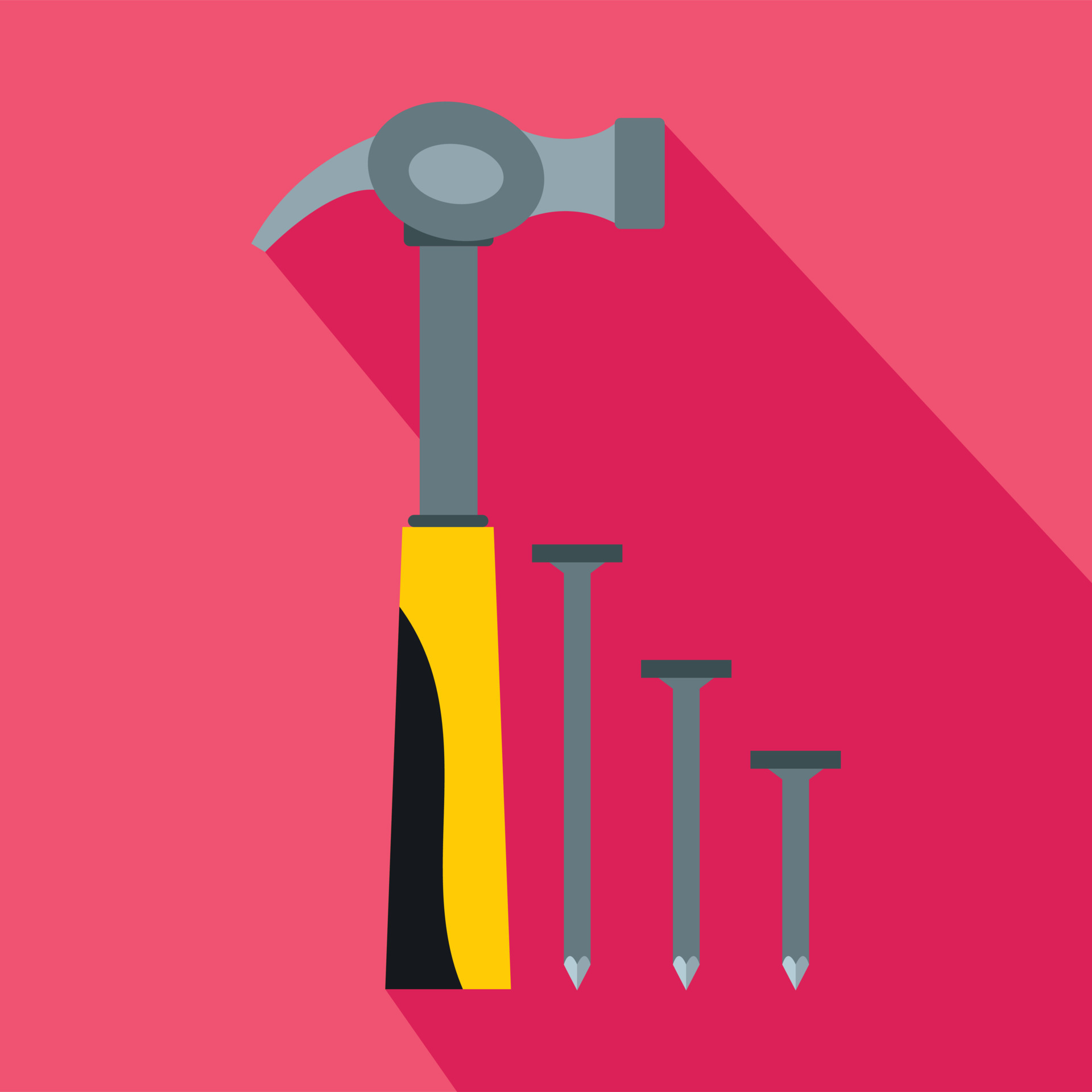 Hammer and nails icon, flat style 14618742 Vector Art at Vecteezy