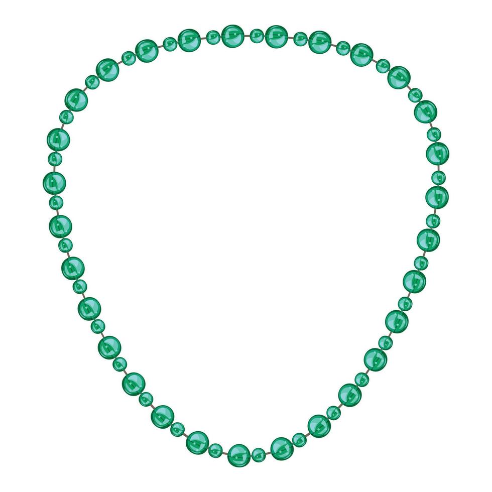 Green necklace icon, cartoon style vector