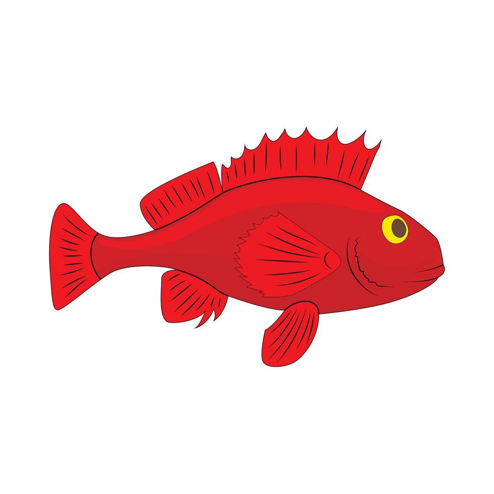 Red betta fish, fighting fish icon, cartoon style vector