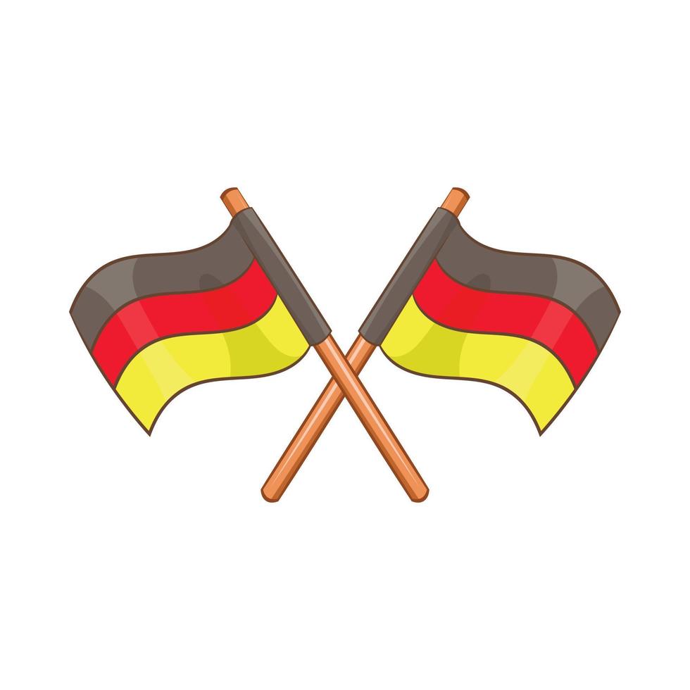 Two crossed flags of Germany icon, cartoon style vector