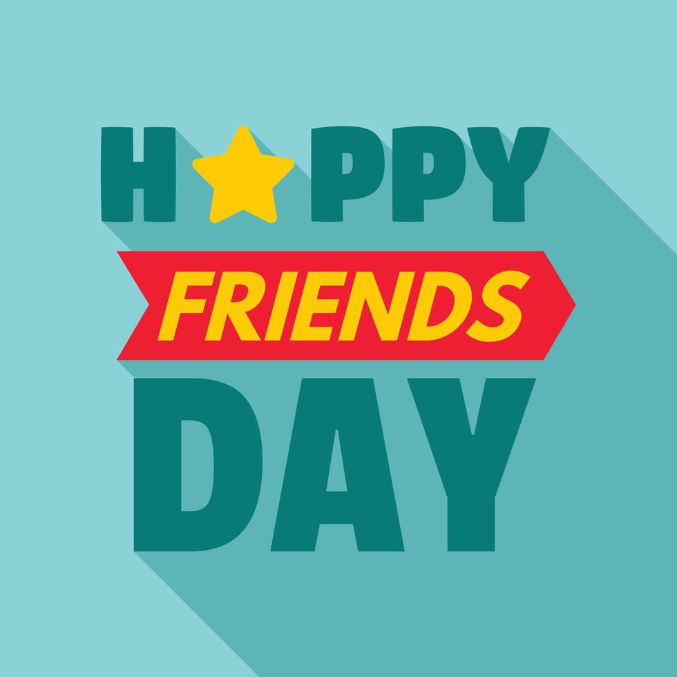 Happy star friend day logo, flat style vector