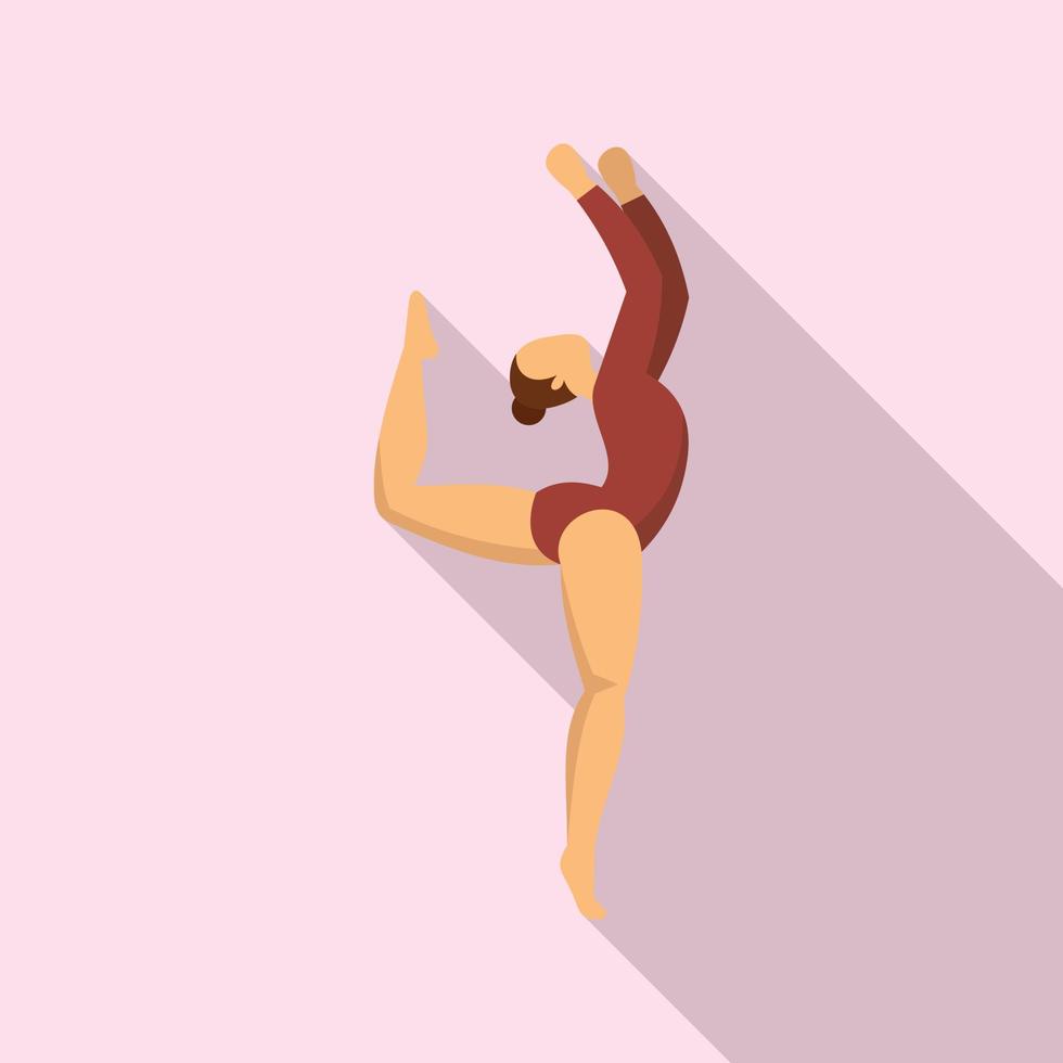 icono de gimnasia rítmica de niña, estilo plano vector