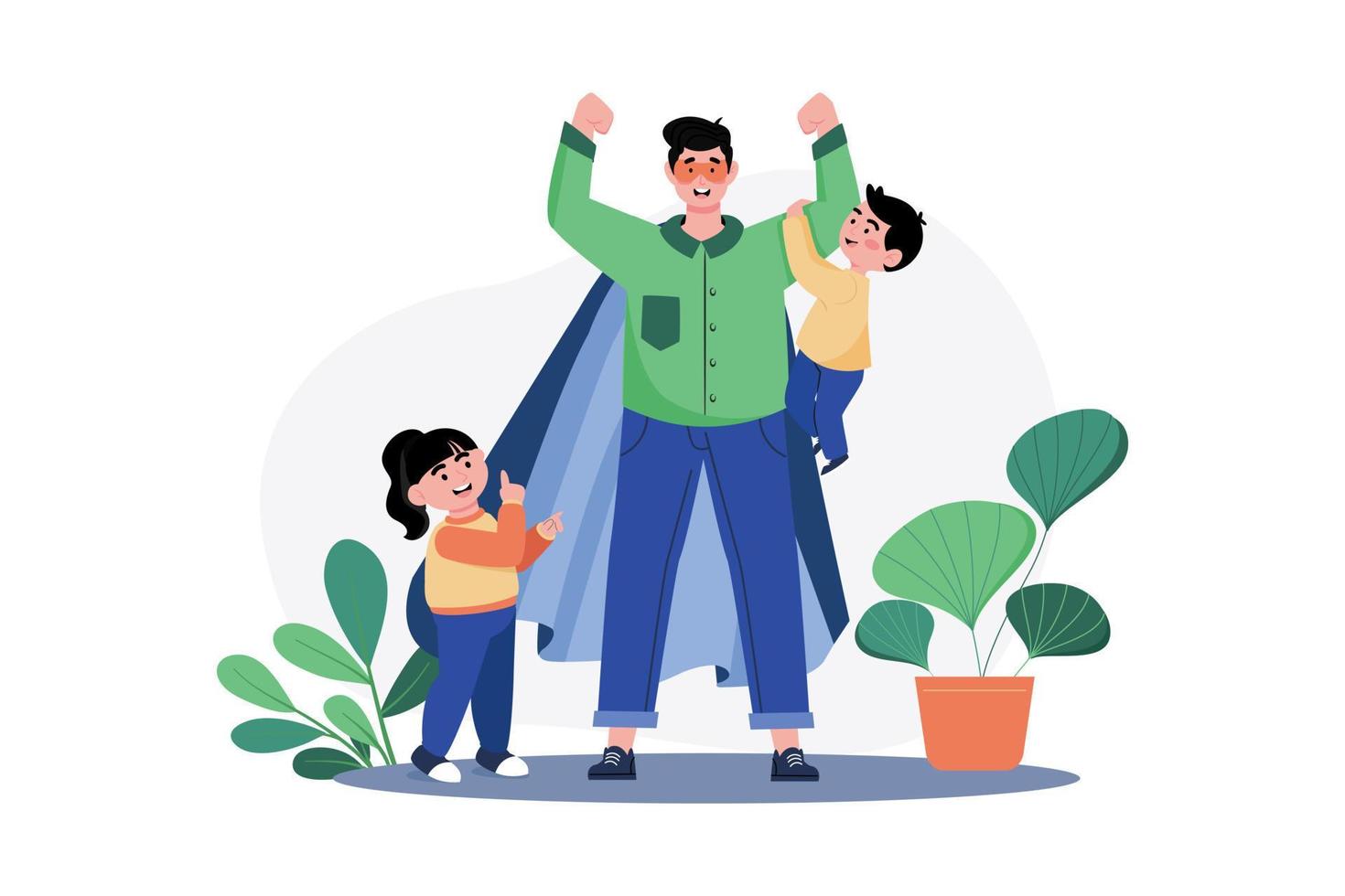 Dad Is Like A Superhero To His Kids vector