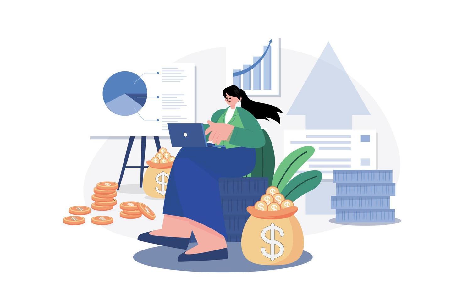 Business Financial Growth Illustration concept. A flat illustration isolated on white background vector