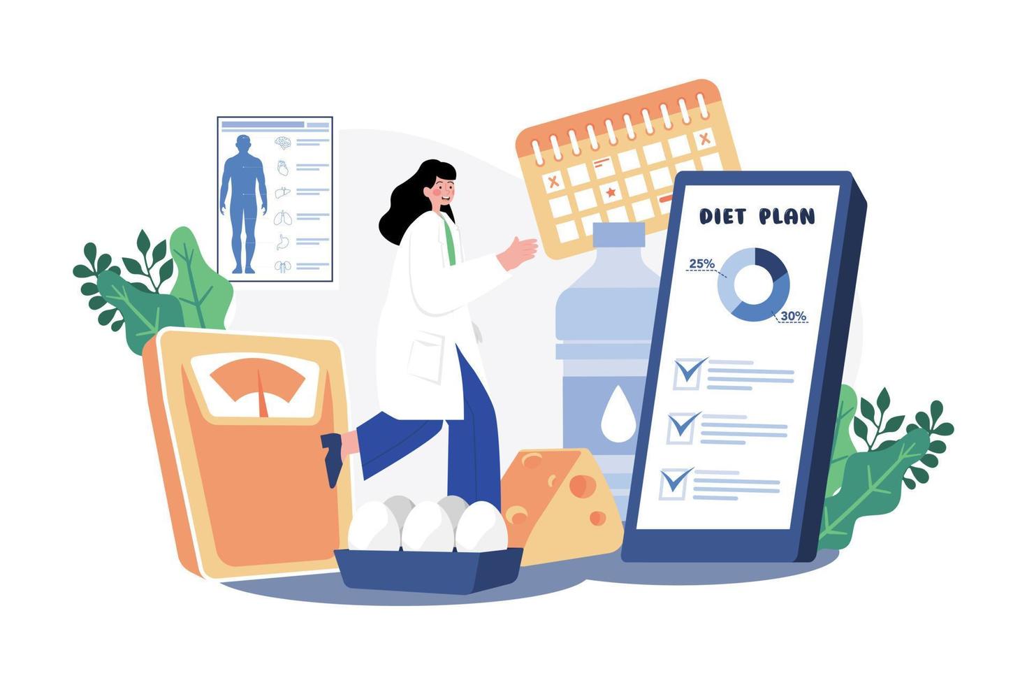 Female Nutritionist Doctor Giving Nutrition Plan vector