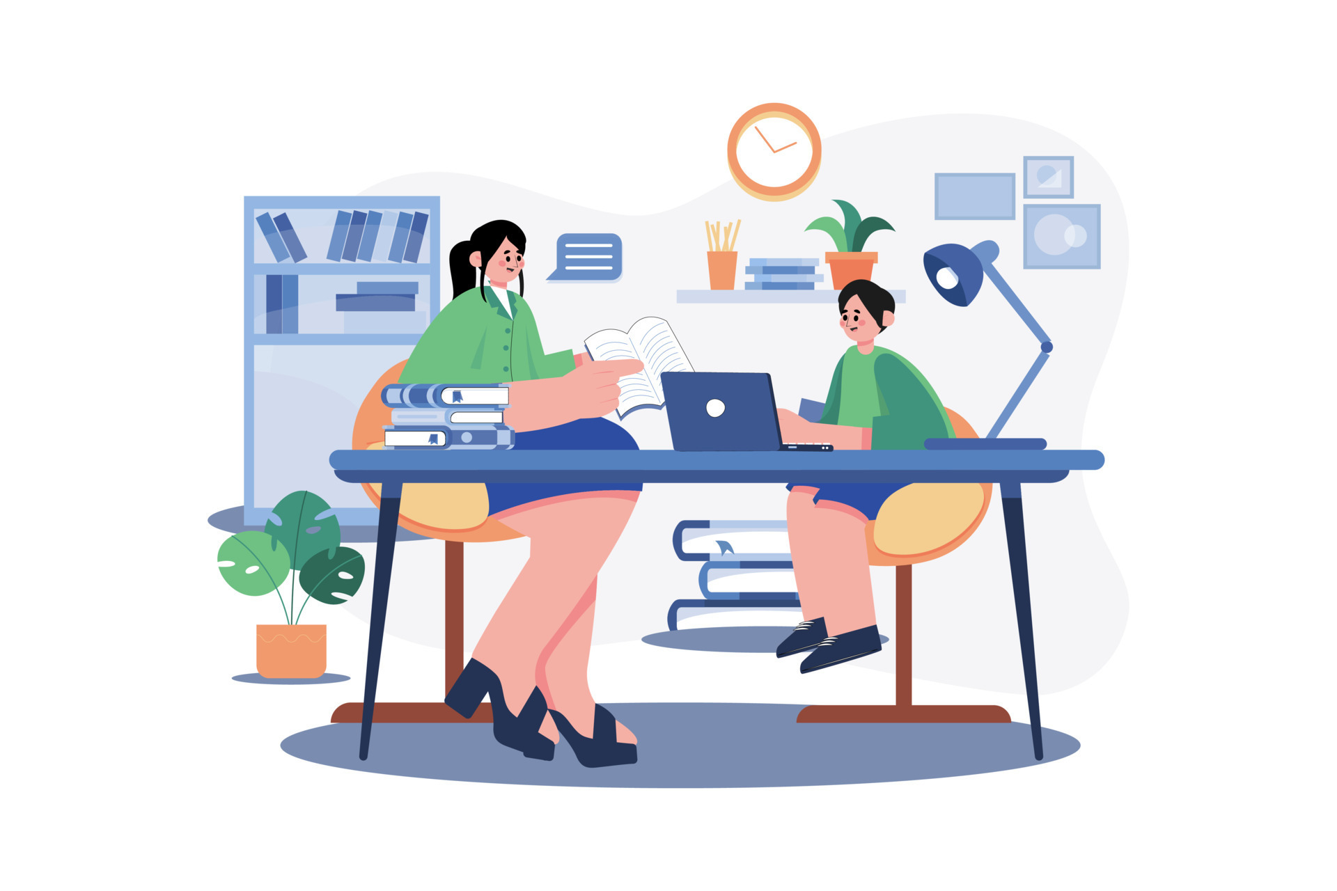 Tutor Illustration concept. A flat illustration isolated on white ...