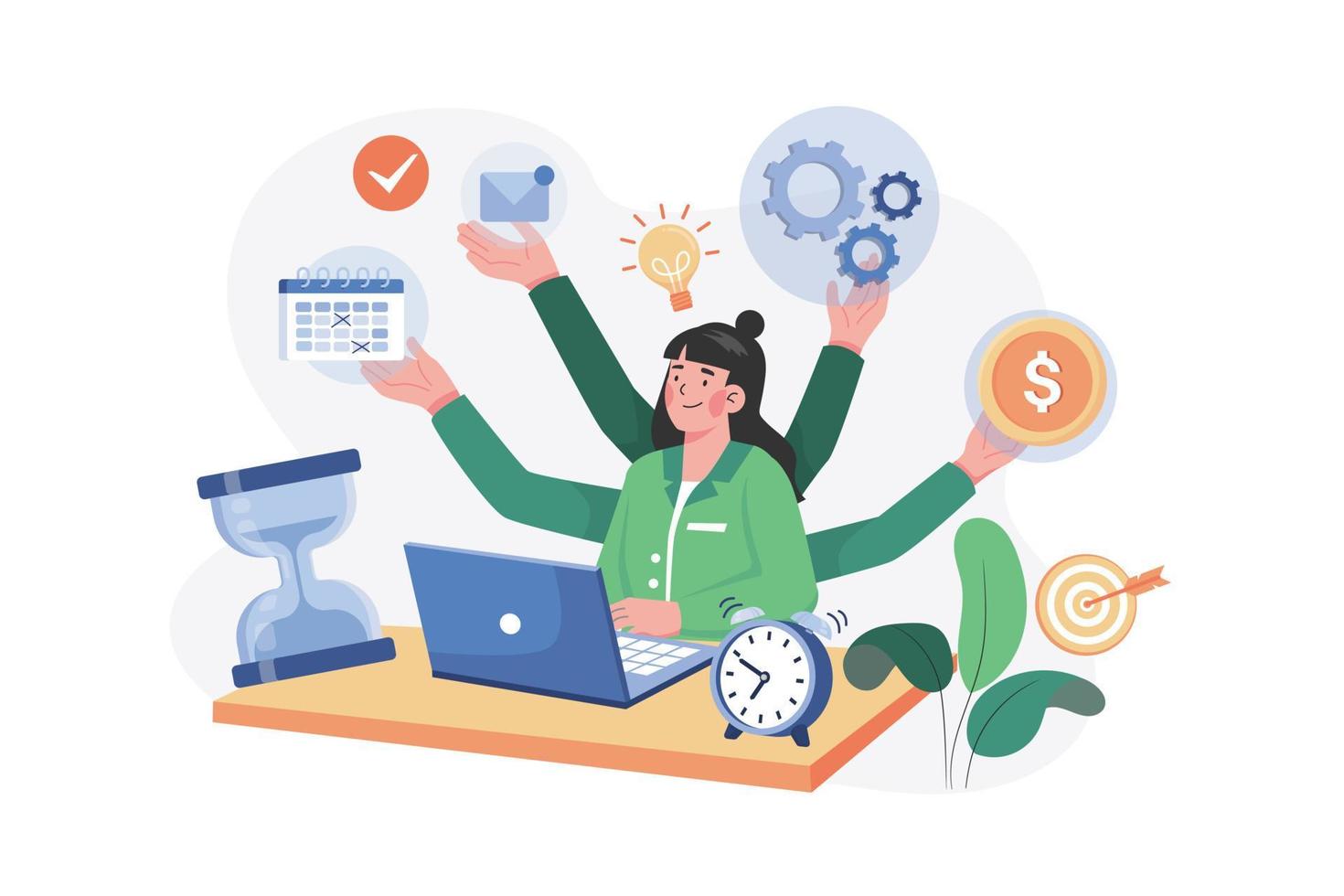 Business Woman With High Productivity vector