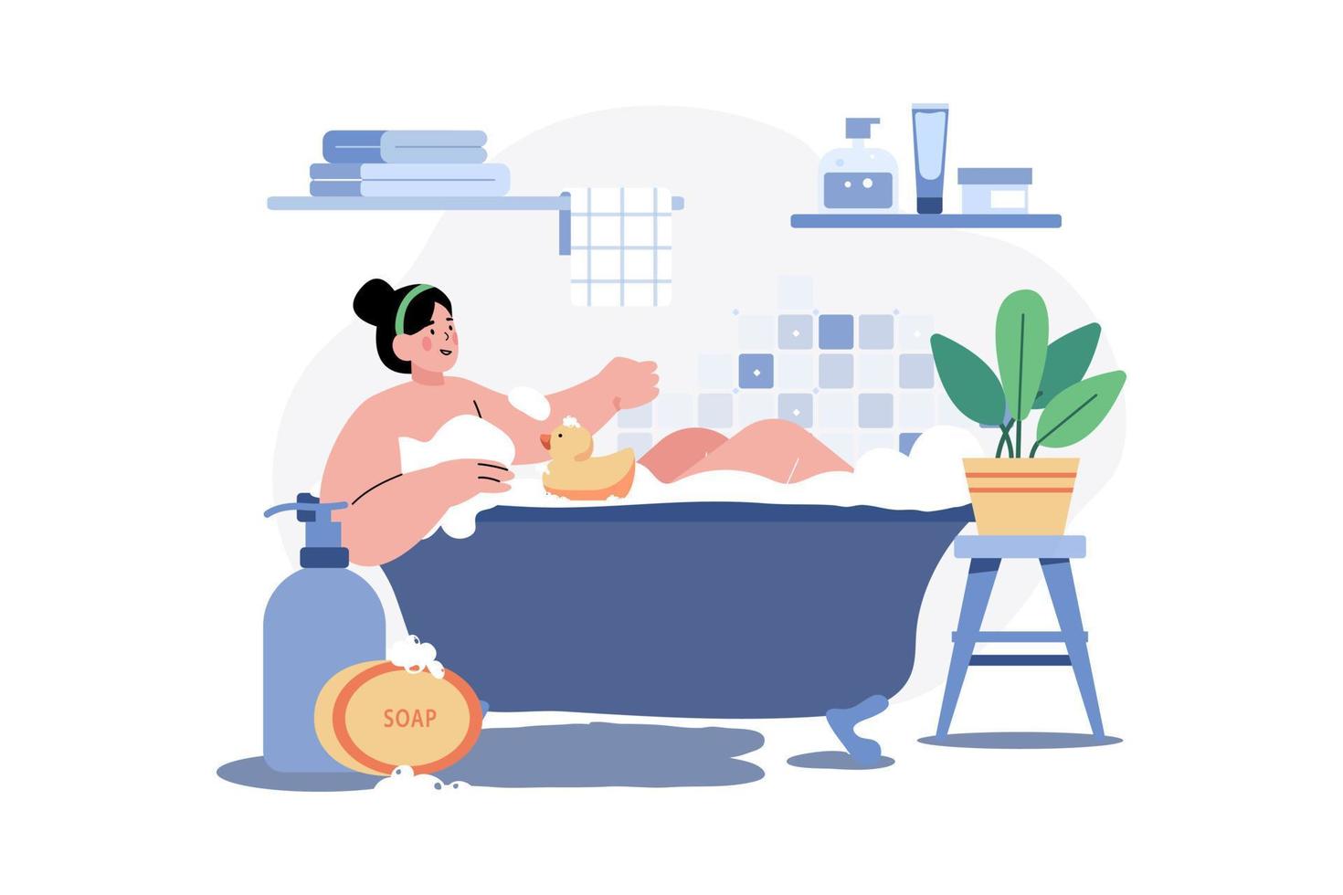 Woman Relaxing At Home Illustration concept. A flat illustration isolated on white background vector