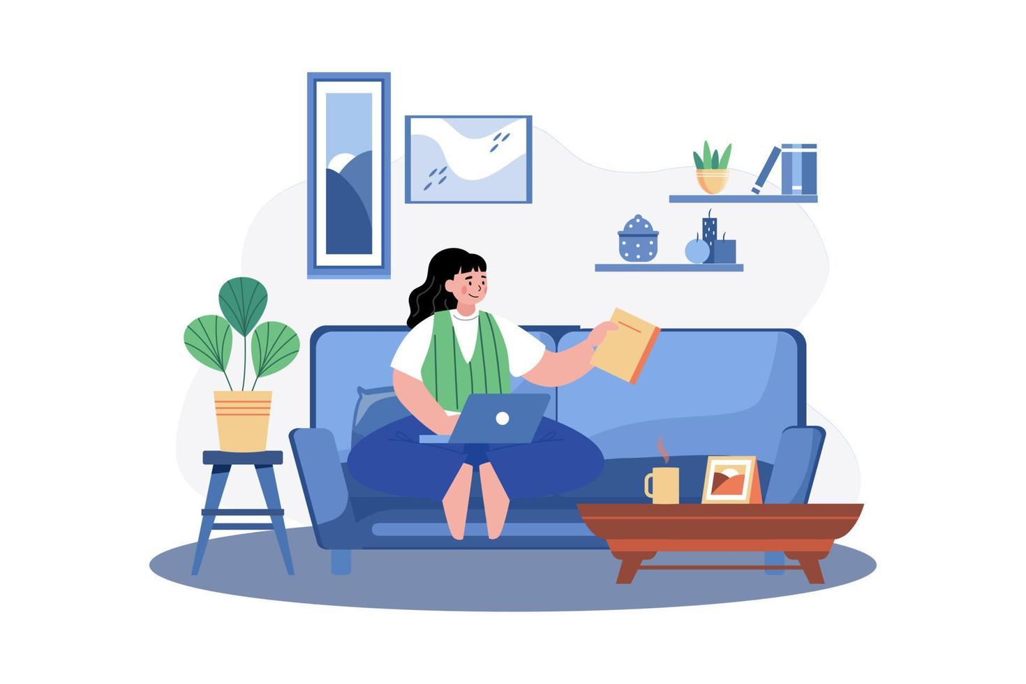 Women Working Remotely At Home vector