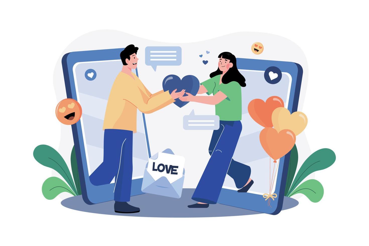 Online Dating Call Illustration concept. A flat illustration isolated on white background vector