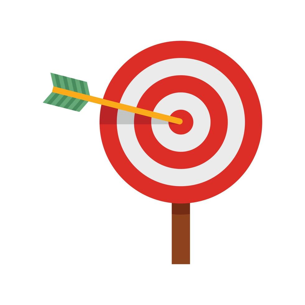 Arrow in target icon, flat style vector