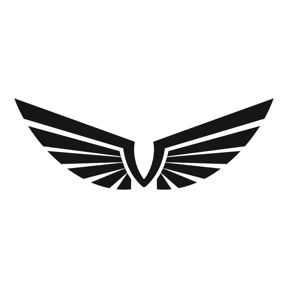 Emblem wings icon, simple style vector