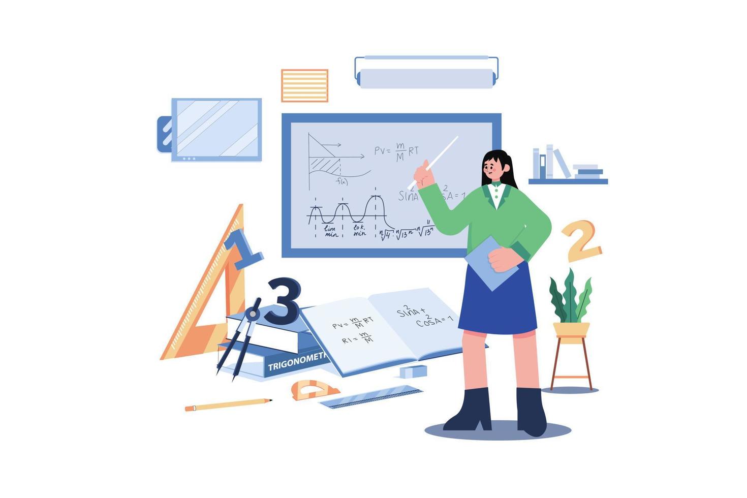 Math Teacher Illustration concept. A flat illustration isolated on white background vector
