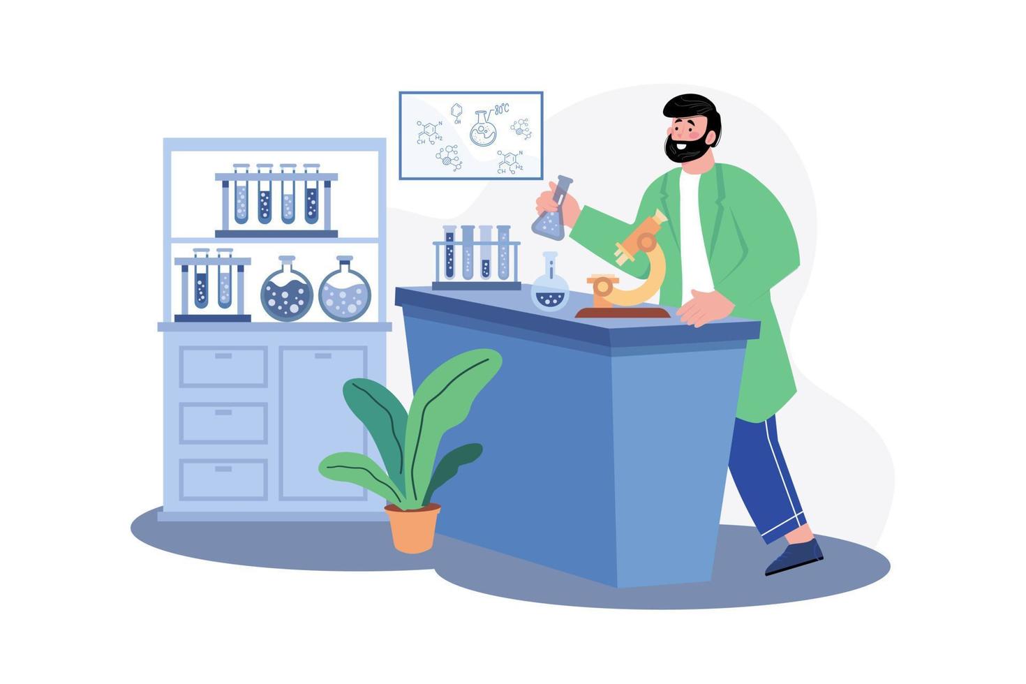 Doctor Doing Laboratory Research Illustration concept. A flat illustration isolated on white background vector