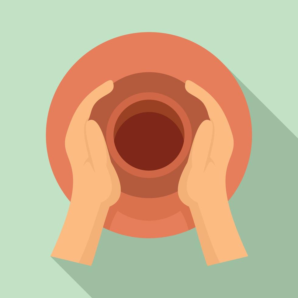 Top view potter wheel icon, flat style vector