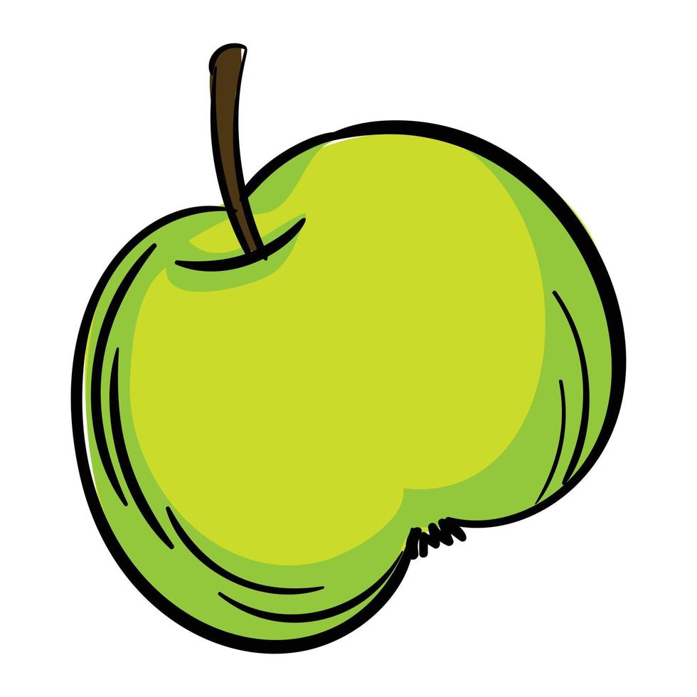 icono de manzana verde, estilo de dibujos animados vector