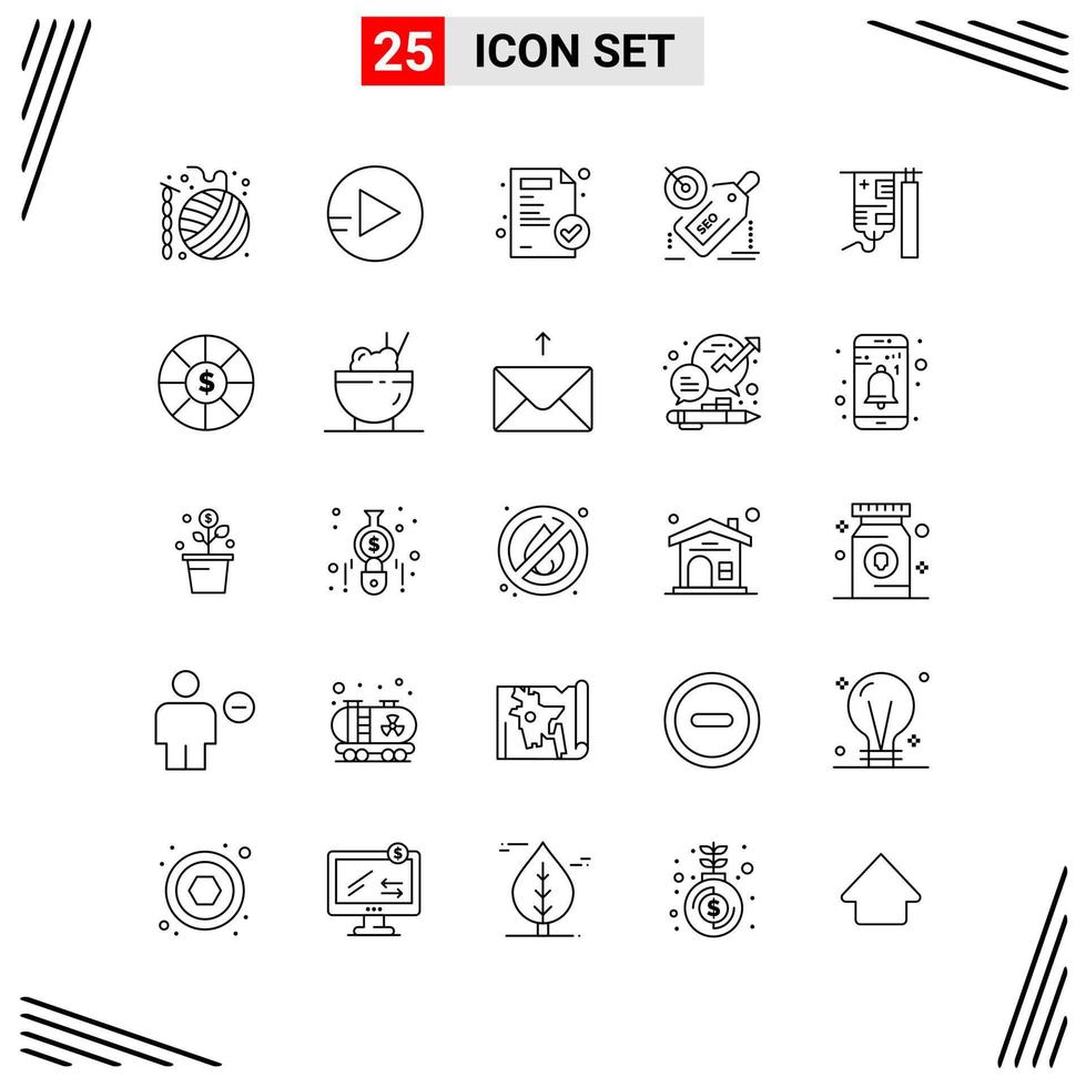 25 Icons Line Style Grid Based Creative Outline Symbols for Website Design Simple Line Icon Signs Isolated on White Background 25 Icon Set Creative Black Icon vector background