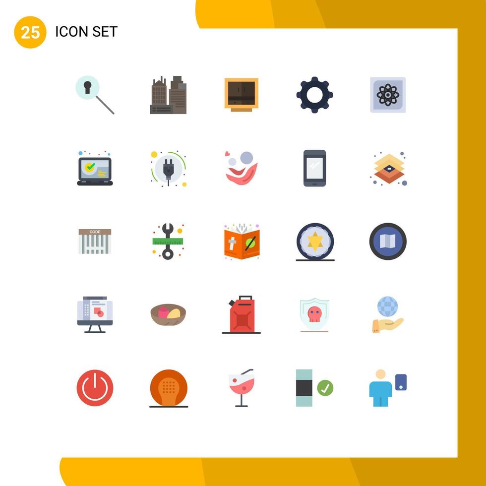 Group of 25 Modern Flat Colors Set for mobile basic business application office Editable Vector Design Elements