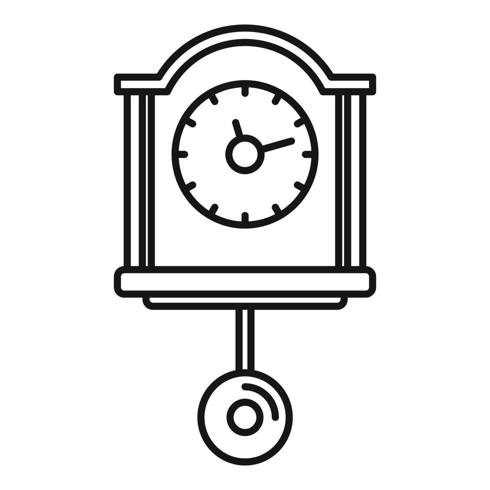 House pendulum clock icon, outline style vector