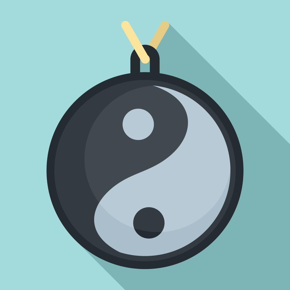 Yin yang medallion icon, flat style vector