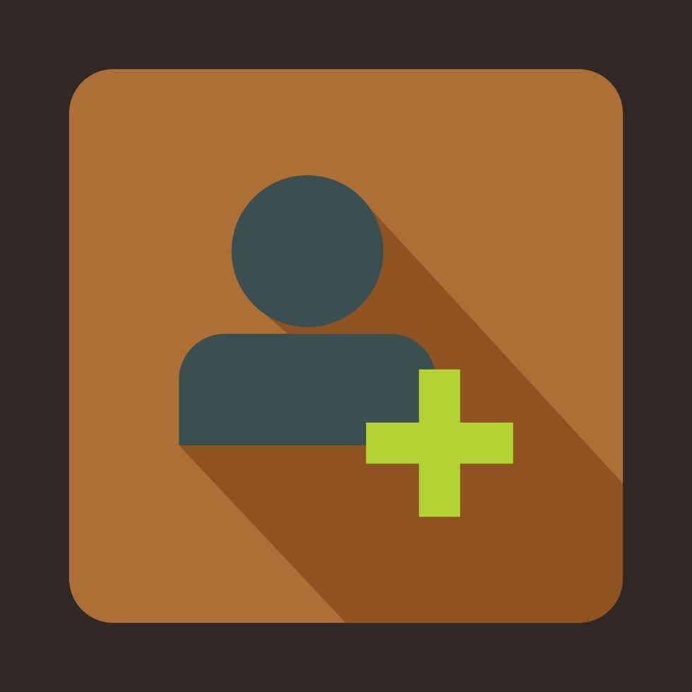 Add friend contact icon, flat style vector