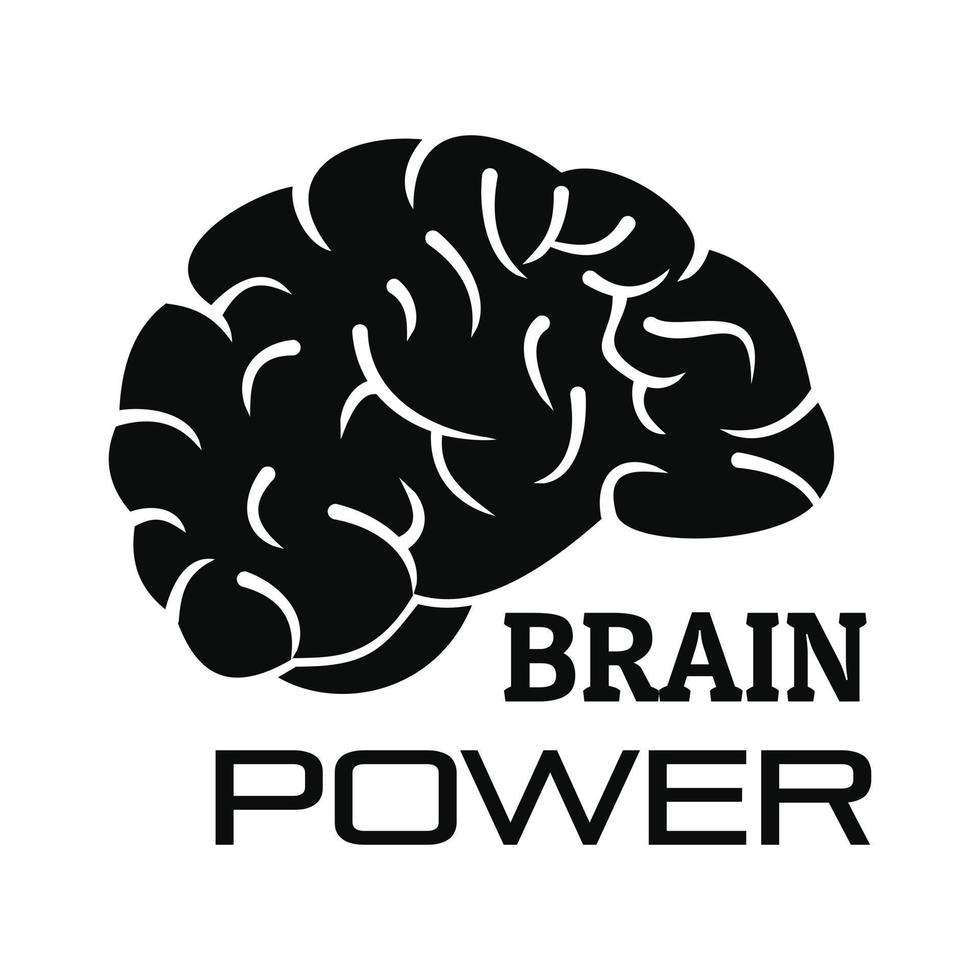 Brain power logo, simple style vector