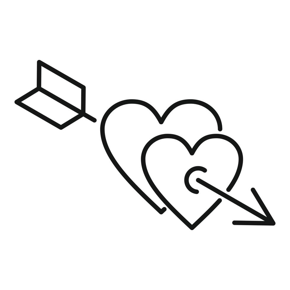 Love heart arrow icon, outline style vector