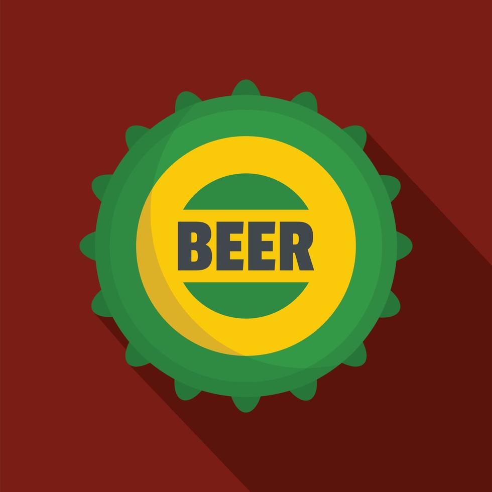 Beer cap icon, flat style. vector