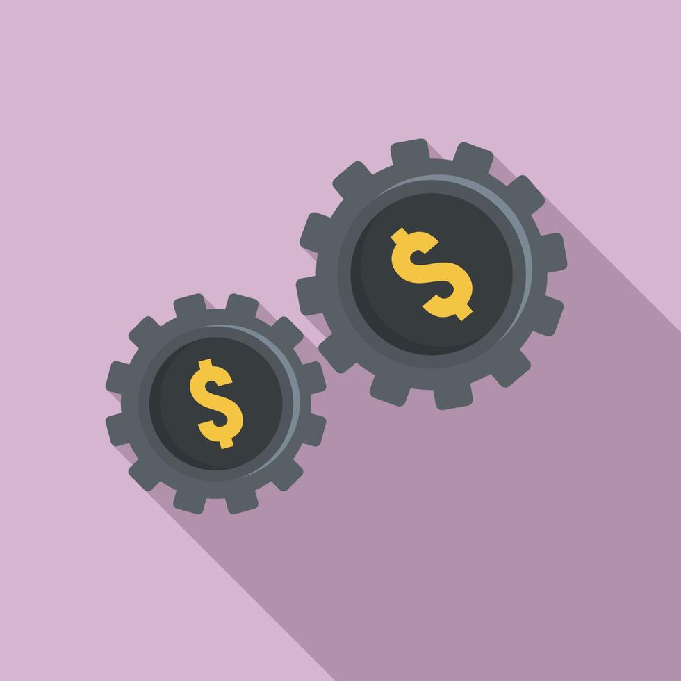 Money gear icon, flat style vector