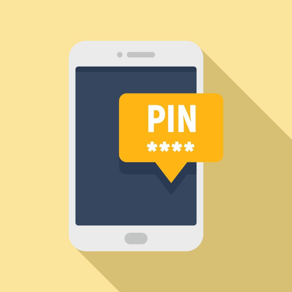 Smartphone pin code banking icon, flat style vector