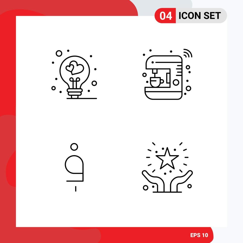 Pack of 4 creative Filledline Flat Colors of bulb afghani valentine internet afghanistan Editable Vector Design Elements