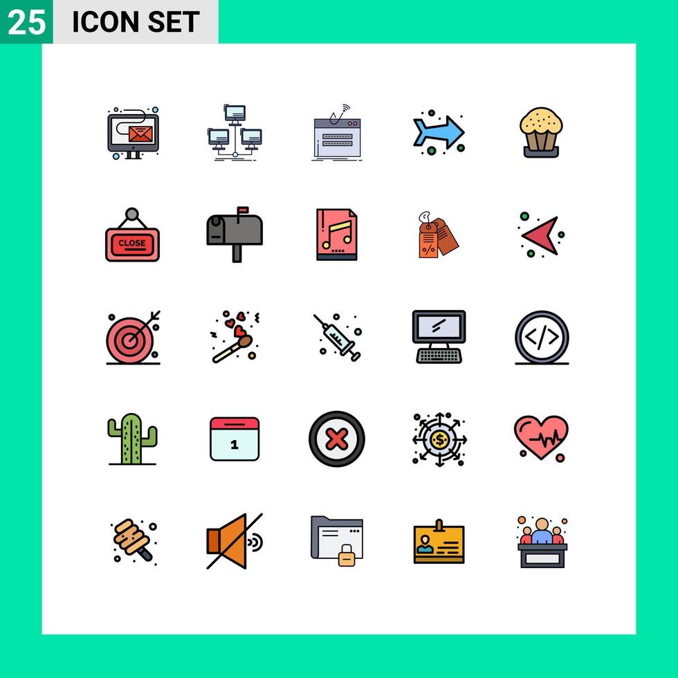 Set of 25 Modern UI Icons Symbols Signs for cake left computer arrow password Editable Vector Design Elements