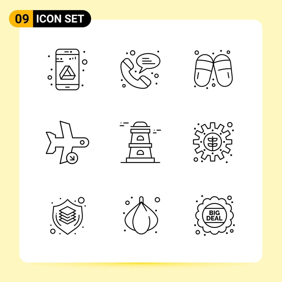 9 Creative Icons for Modern website design and responsive mobile apps 9 Outline Symbols Signs on White Background 9 Icon Pack vector