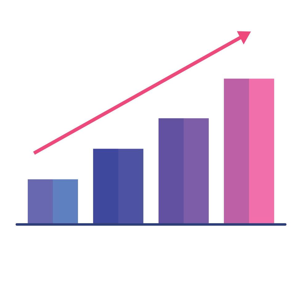 statistics bars with arrow vector