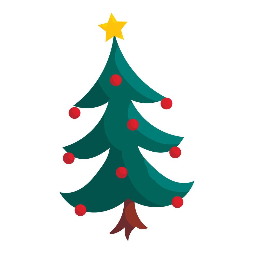 Christmas tree icon, cartoon style vector