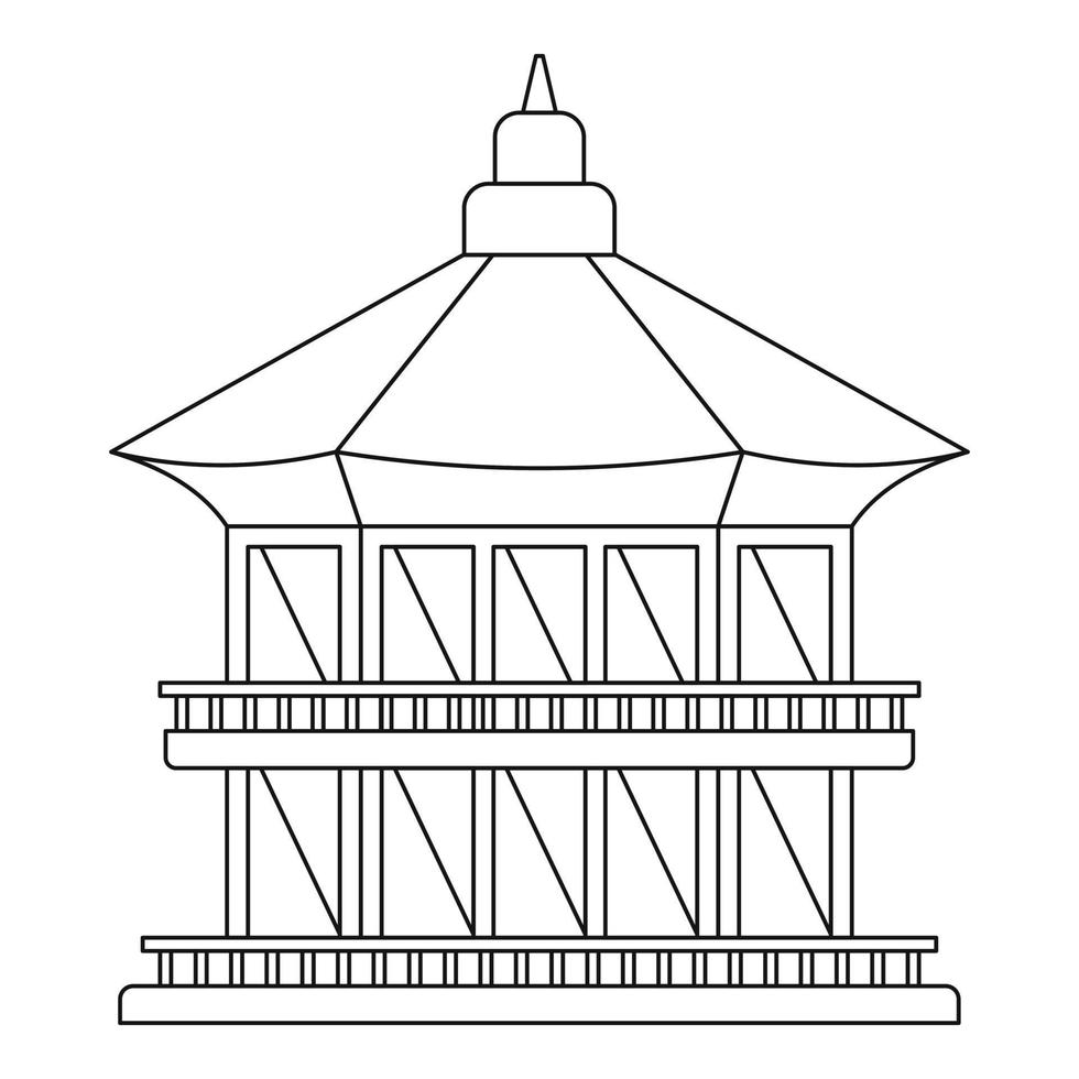 icono del templo de taiwán, estilo de contorno vector