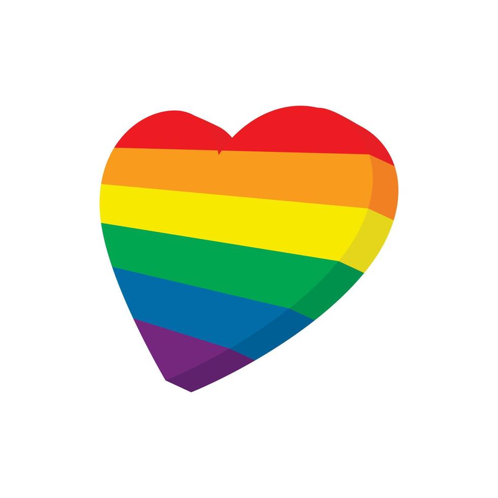 Heart in LGBT color icon, cartoon style vector