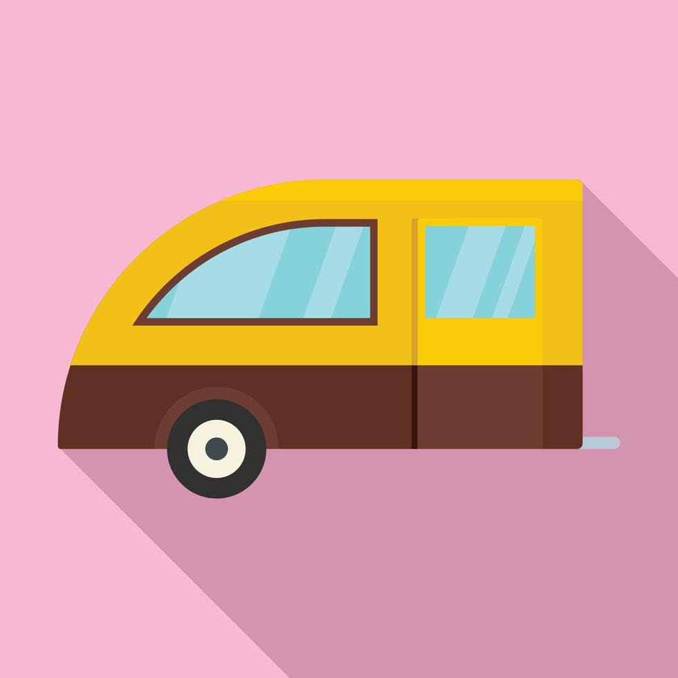 Camping trailer icon, flat style vector