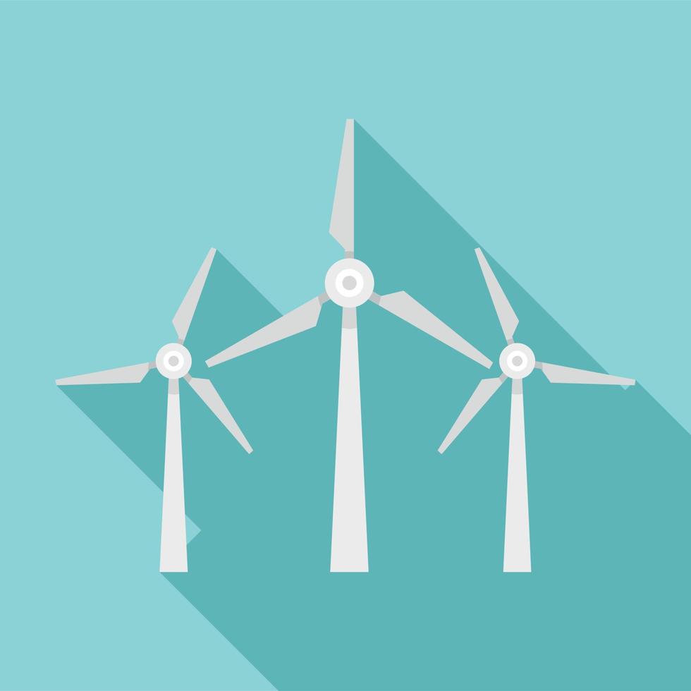 Wind energy icon, flat style vector