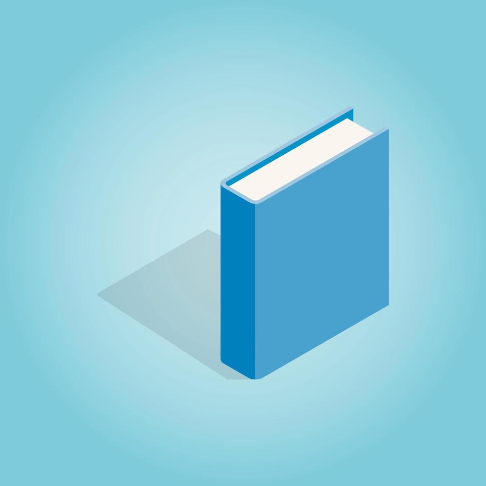 Blue book icon, isometric 3d style vector