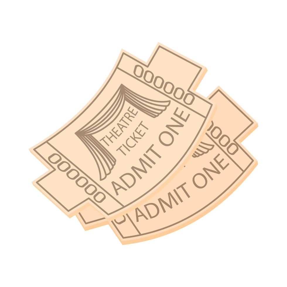 Two theatrical tickets icon, cartoon style vector