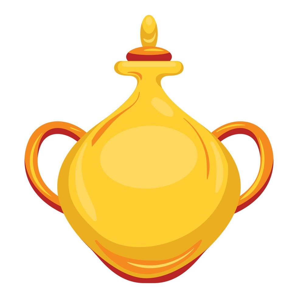 Gold arab vase icon, cartoon style vector