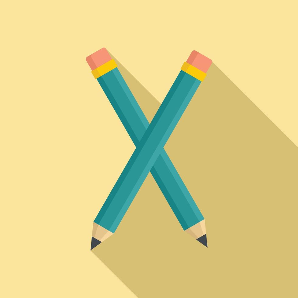 Crossed pencil icon, flat style vector