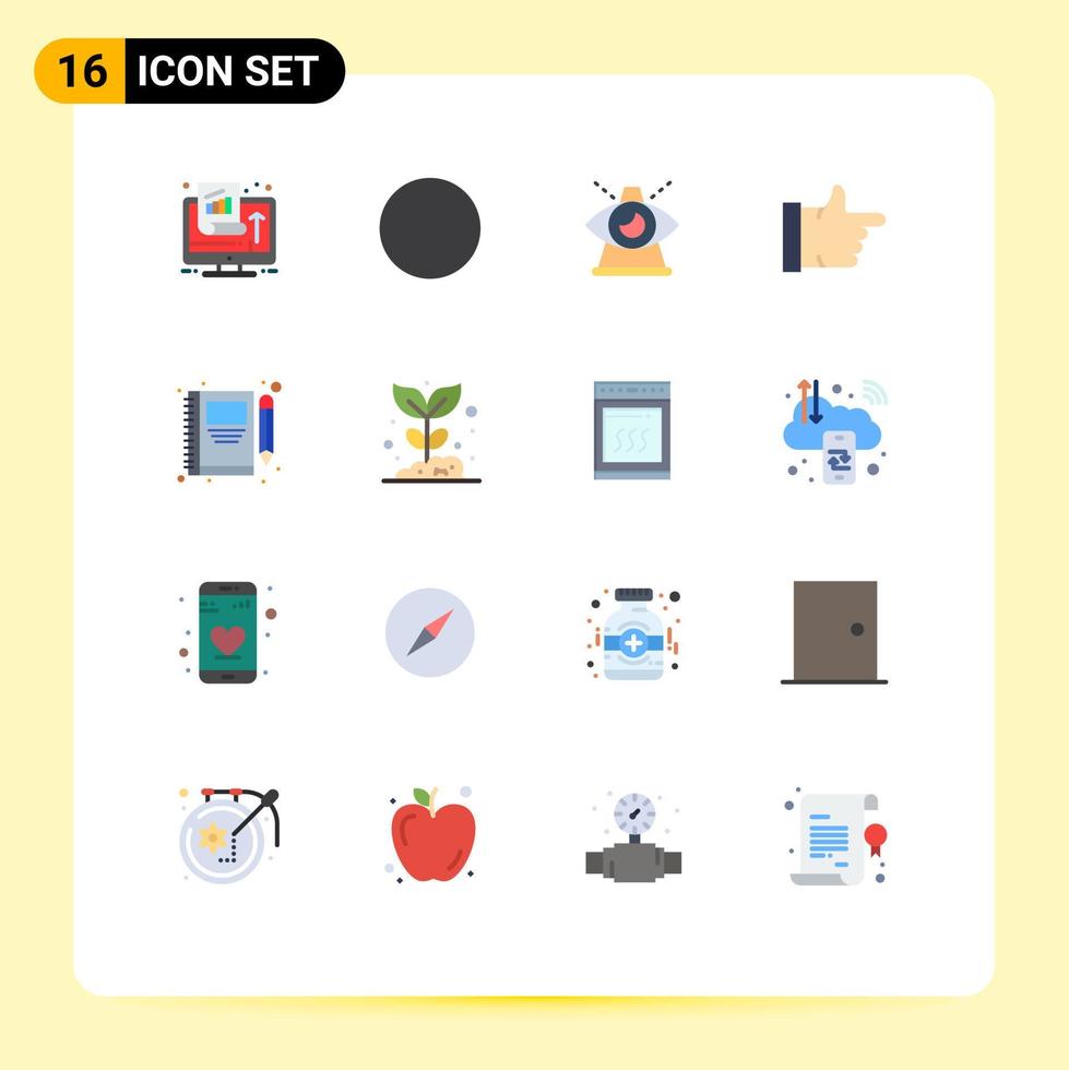 Set of 16 Commercial Flat Colors pack for note thumbs up business like providence Editable Pack of Creative Vector Design Elements