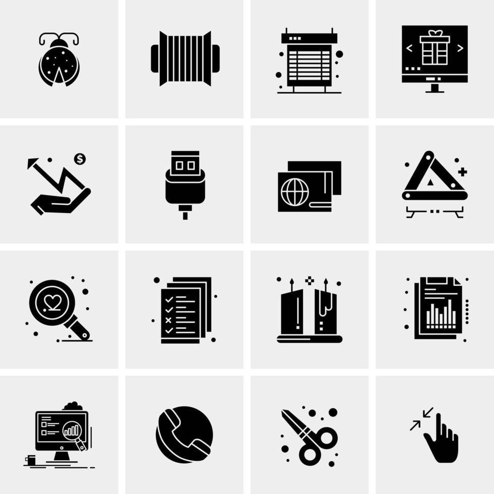 16 iconos de negocios universales vector ilustración de icono creativo para usar en proyectos relacionados con la web y dispositivos móviles