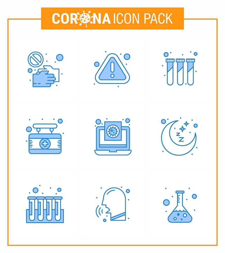 prevención del virus corona covid19 consejos para evitar lesiones 9 icono azul para el signo de presentación tablero de advertencia del hospital prueba coronavirus viral 2019nov elementos de diseño del vector de enfermedad