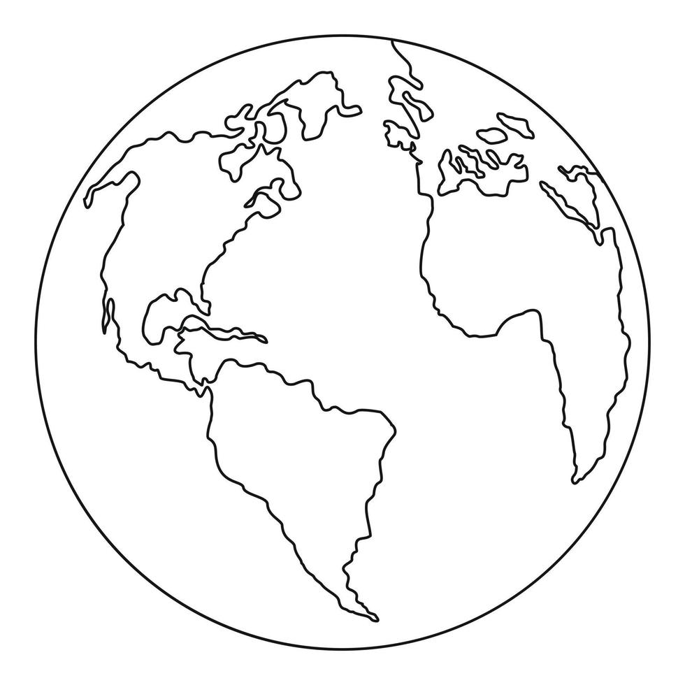 Continent planet icon, outline style. vector