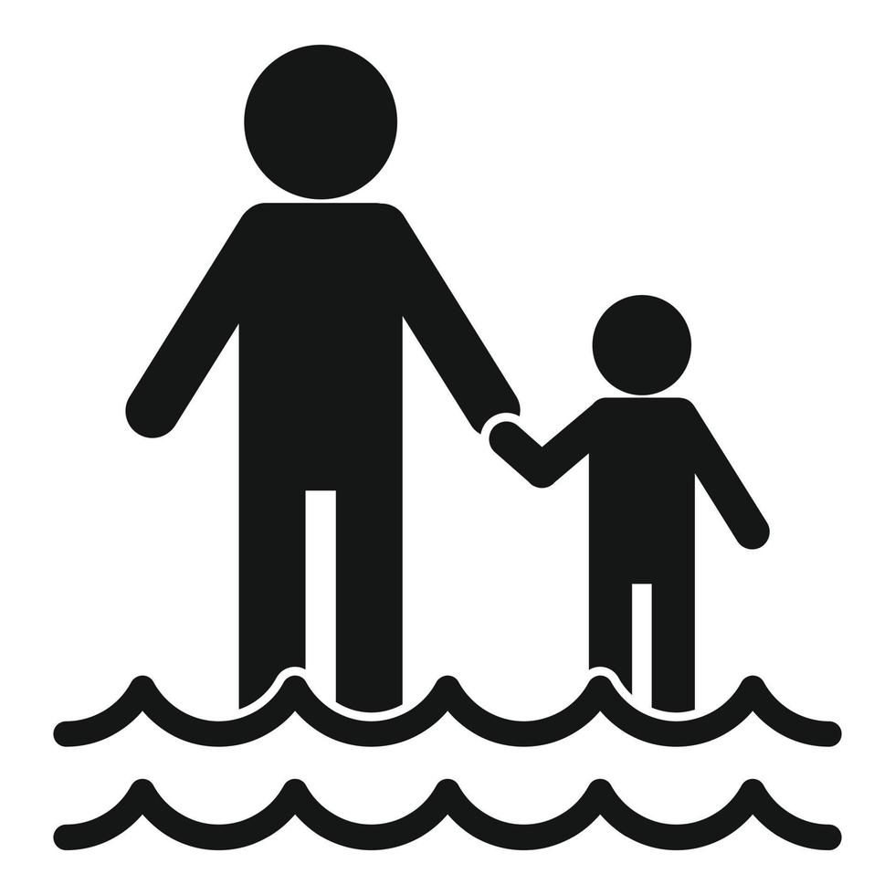 Family after flood icon, simple style vector