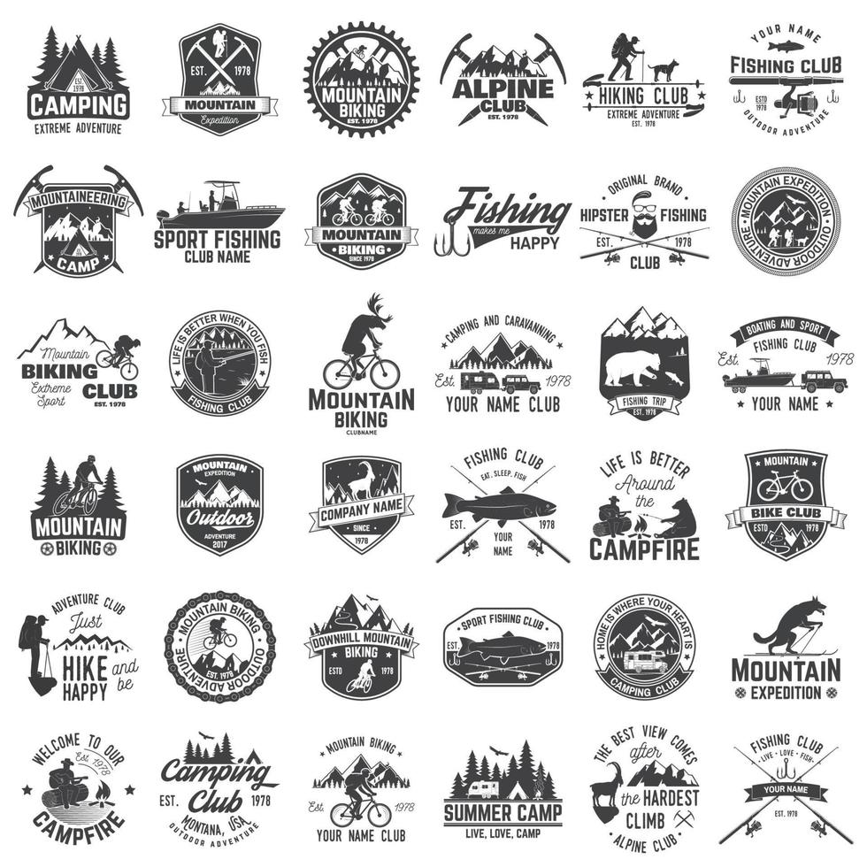 Set of extreme adventure badges. Concept for shirt or logo, print, stamp or tee. vector