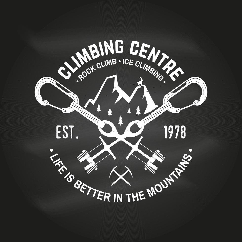 Vintage typography design with carabiners, condor and mountain silhouette. vector